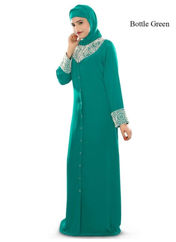 Iqra_Black_Burqa_Bottle Green Color _IslamicShop.in