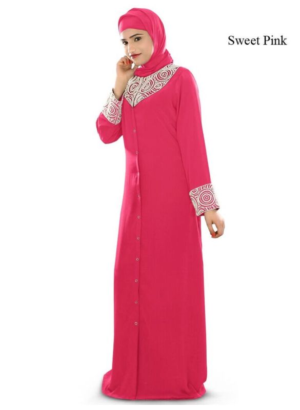 Iqra_Black_Burqa_Sweet Pink Color _IslamicShop.in