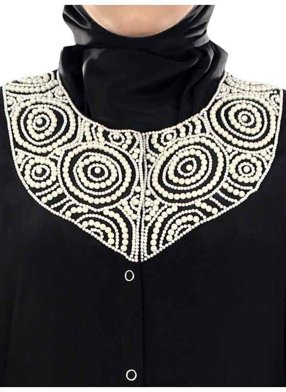 Iqra_Black_Burqa_Black Color Close Up View_IslamicShop.in
