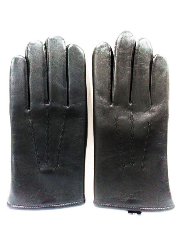 Jet Black Leather Gloves_Back View_IslamicShop.in
