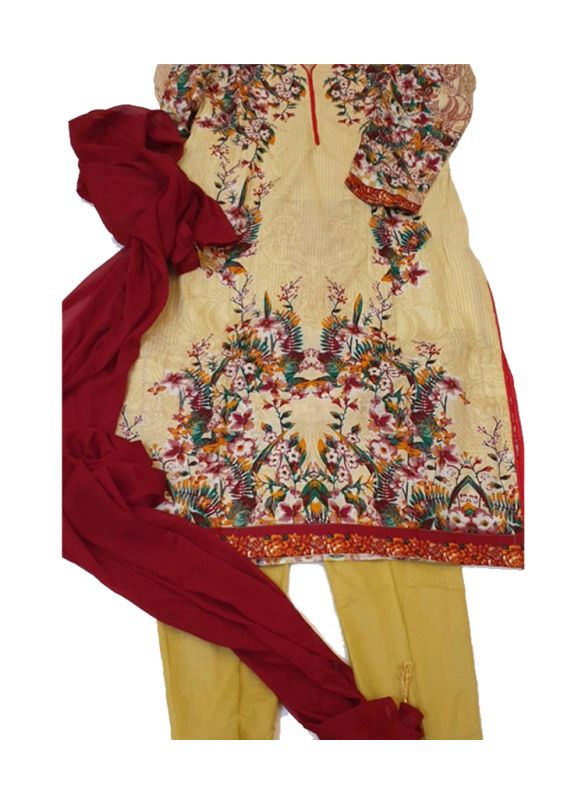 Yellow Riwaj Lawn Kurta set with Straight Cotton Pants