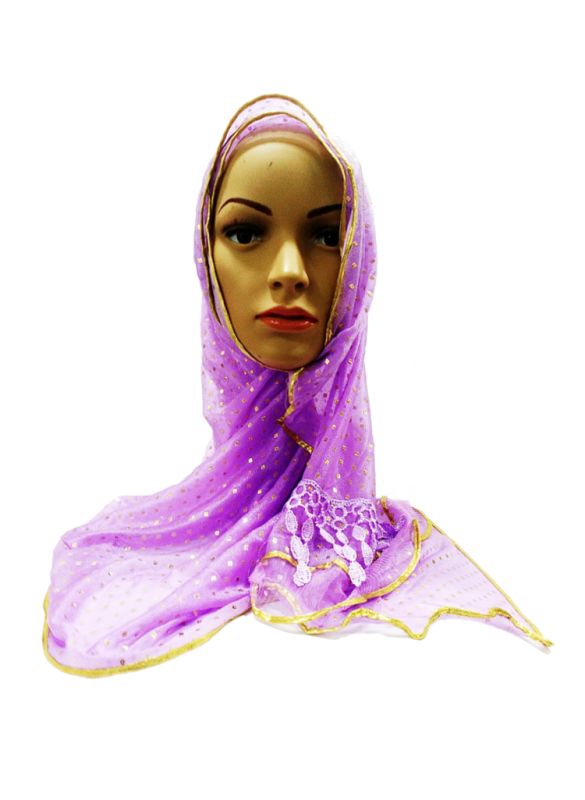 Polka Net Piping Border Hijab_IslamicShop.in