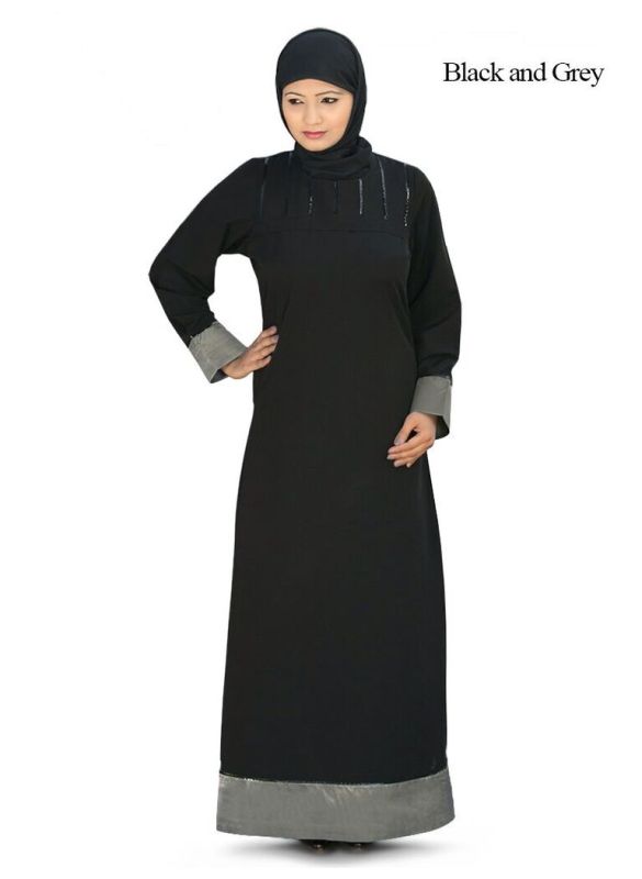 Mysah_Abaya_Black & Grey Color_IslamicShop.in