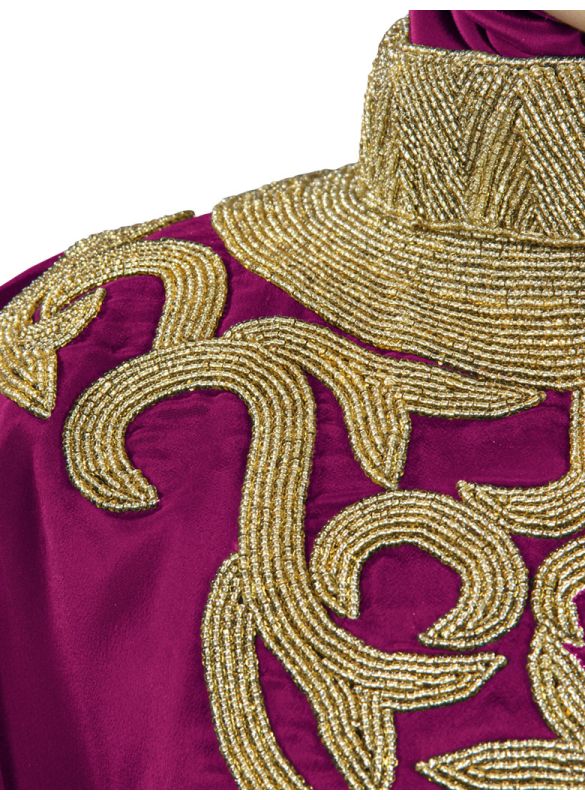 Nayyab_Hand_Embroidered_Wine_Kaftan_Close Up View_IslamicShop.in