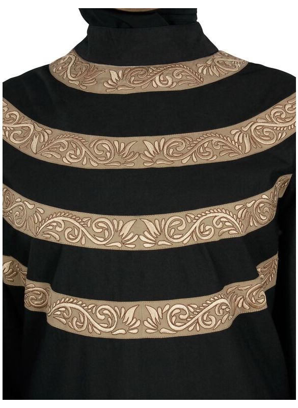 Seemeen_Black_Cotton_Abaya_Close Up View_IslamicShop.in