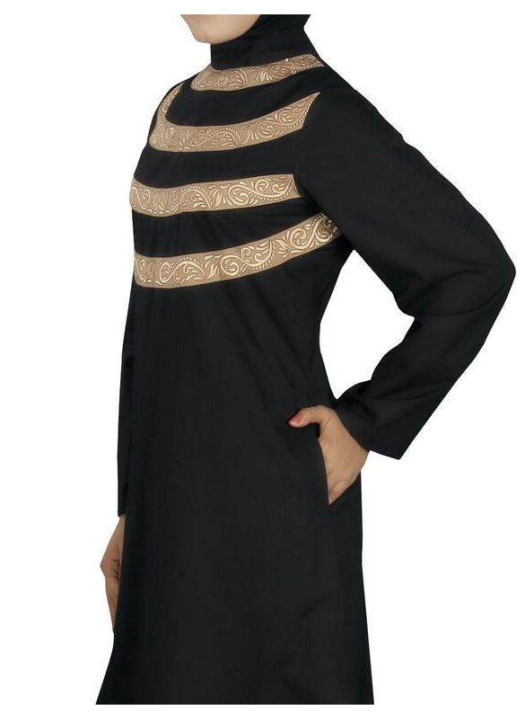 Seemeen_Black_Cotton_Abaya_Side View_IslamicShop.in