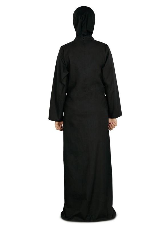 Seemeen_Black_Cotton_Abaya_Back View_IslamicShop.in