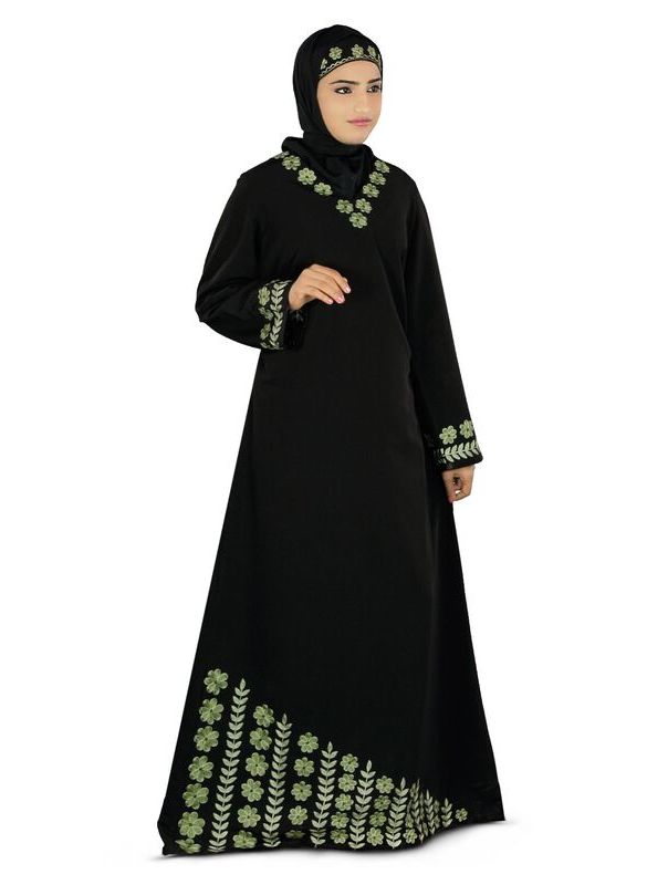 Seerat_Black_Abaya_Front View_IslamicShop.in