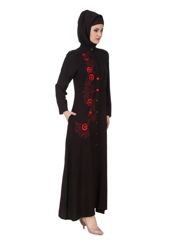 Shaistah_Rayon_Black_Abaya_Angle View_IslamicShop.in