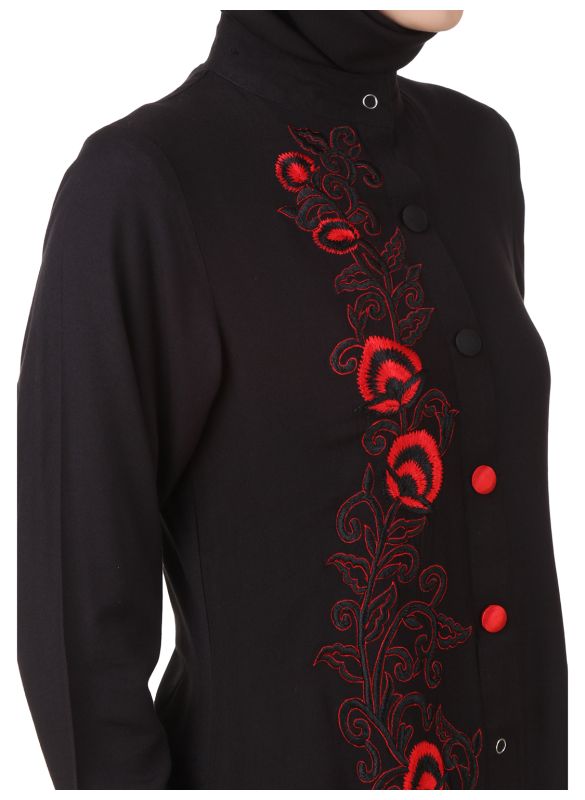 Shaistah_Rayon_Black_Abaya_Close Up View View_IslamicShop.in