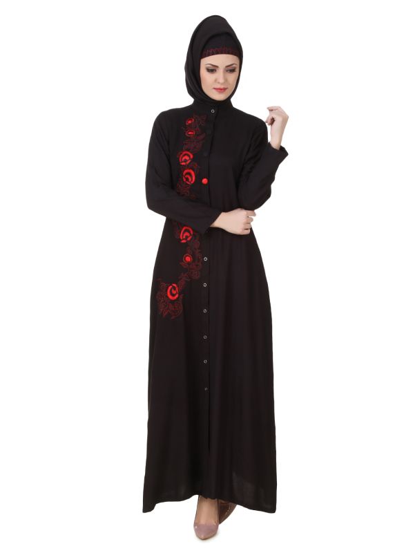 Shaistah_Rayon_Black_Abaya_Front View_IslamicShop.in