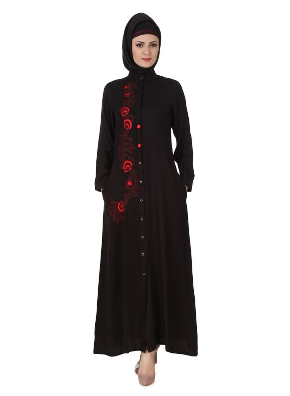 Shaistah_Rayon_Black_Abaya_Main View_IslamicShop.in