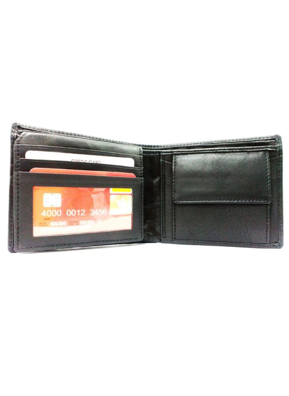 Black Leather Wallet_Front View_IslamicShop.in