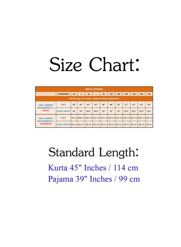 Mustafa_Kurta_Pajama_Size Chart_IslamicShop.in
