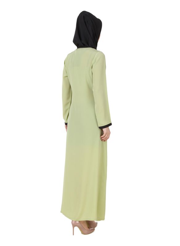 Wareesha_Crepe_Parrot_Green_Abaya_Back View_IslamicShop.in