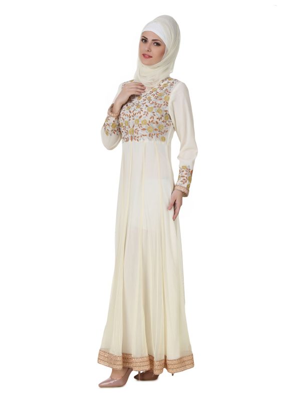 Zaeemah_Net_&_Crepe_Off_White_Abaya_LeftView_IslamicShop.in