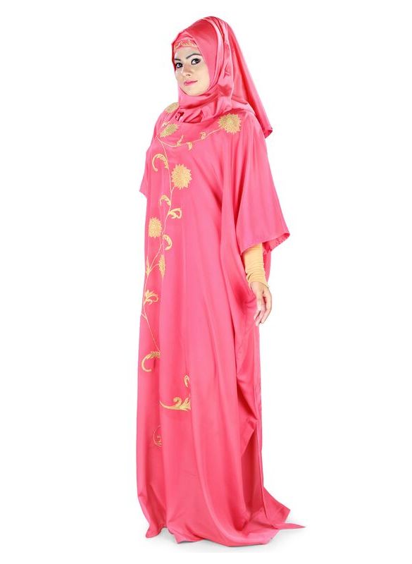 Aiza_Kaftan_Rose Pik Color Front View_IslamicShop.in
