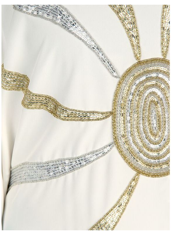 Shahnoor_Hand_Embroidered_Off_White_Kaftan_Close Up View_IslamicShop.in