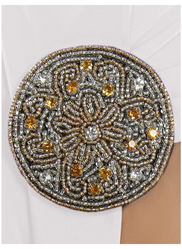 Nelam_Gold_Embroidered_White_Kaftan_Brooch Pin_