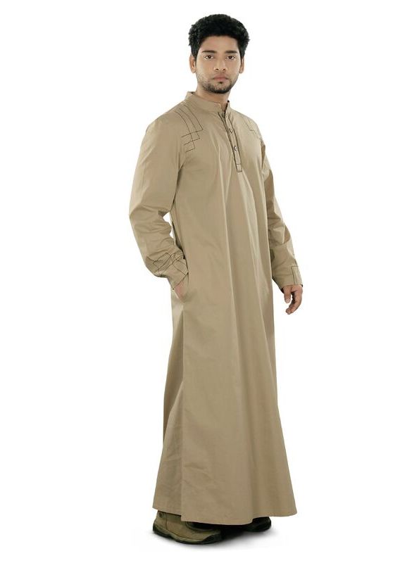 Ammar_Beige_Galabiyya_Angle View_IslamicShop.in