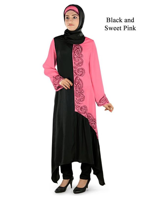 Ara_Short_Abaya_Black &Sweet Pink_IslamicShop.in