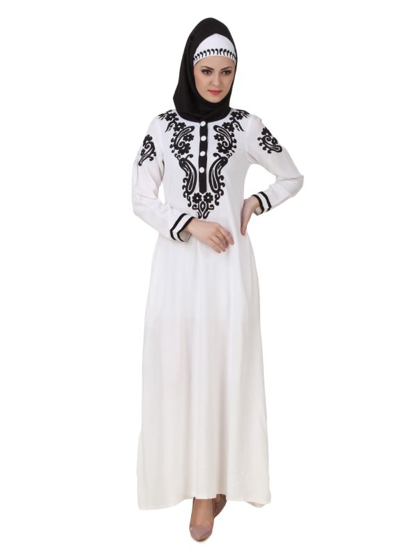 Asil_Rayon_White _Abaya_Front View_IslamicShop.in