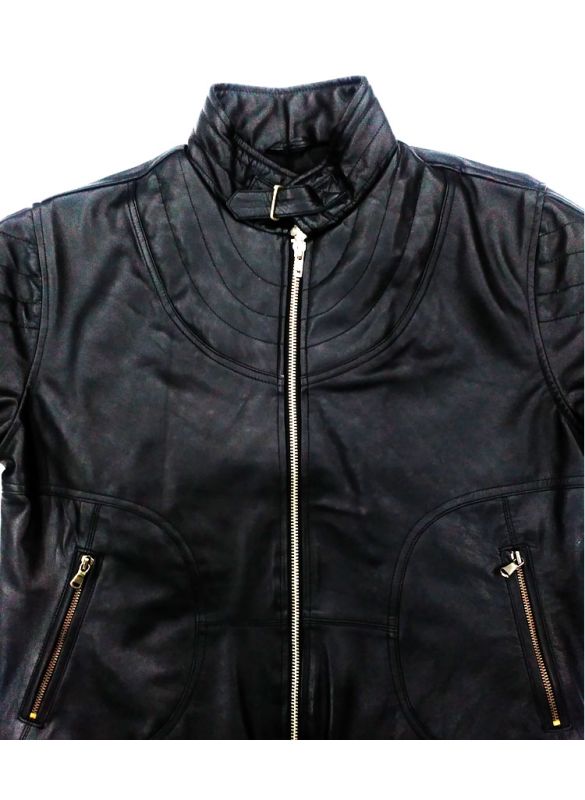 Belt_Collar_Black_Leather_Jacket_Close View_IslamicShop.in