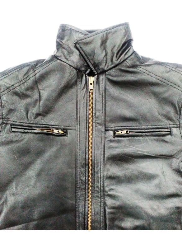Black Leather_Jacket_Close View_IslamicShop.in