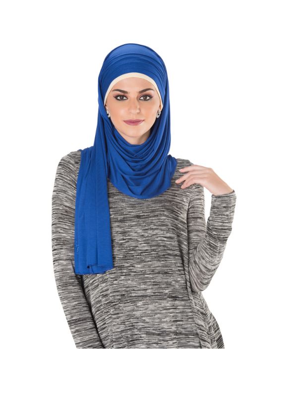 Plain Jersey Hijab (Royal Blue)_Normal View_IslamicShop.in