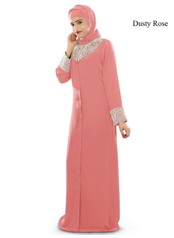 Iqra_Black_Burqa_Dusty Rose Color _IslamicShop.in
