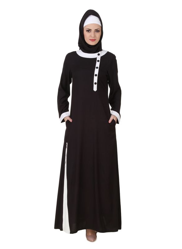 Jaza_Rayon_Black_Abaya_FrontView_IslamicShop.in