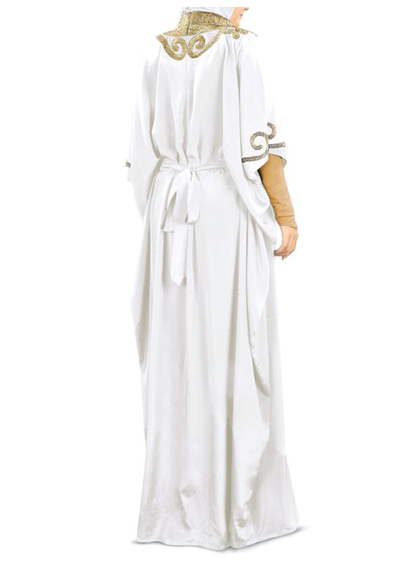 Nayyab_Hand_Embroidered_White_Kaftan_Back View_IslamicShop.in