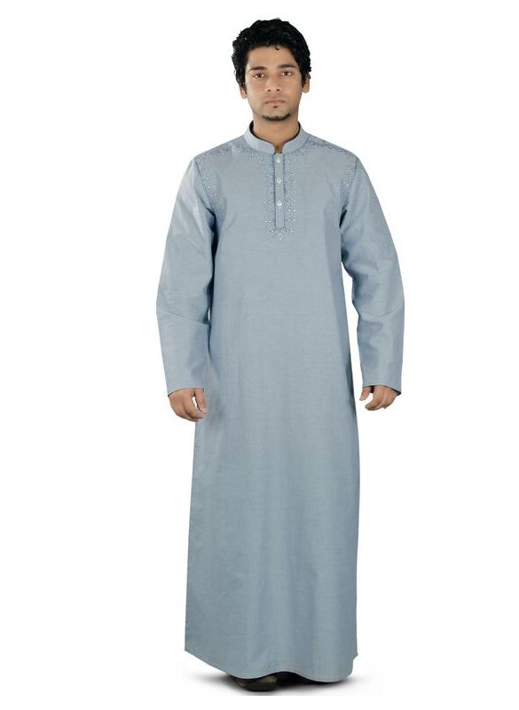 Nazeer_Blue_Cotton_Galabiyya_Main View_IslamicShop.in