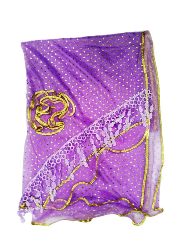 Polka Net Piping Border Hijab_IslamicShop.in