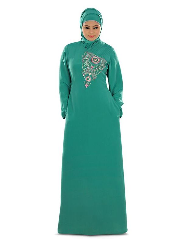 Nuzhat_Sea_Green_Abaya_Main View_IslamicShop.in