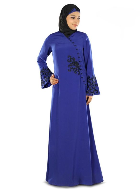 Shanum_Blue_Islamic_Abaya_FrontView_IslamicShop.in