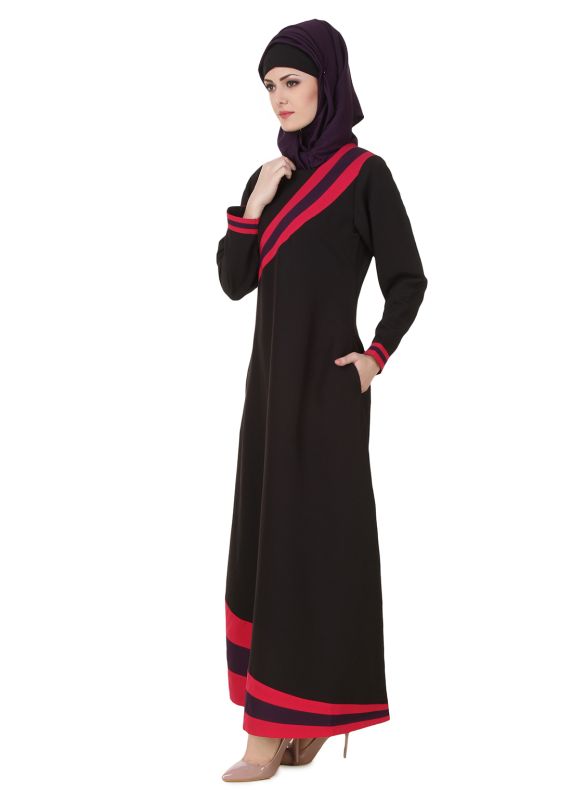 Shimah_Kashibo_Black_Abaya_Side View Left_IslamicShop.in