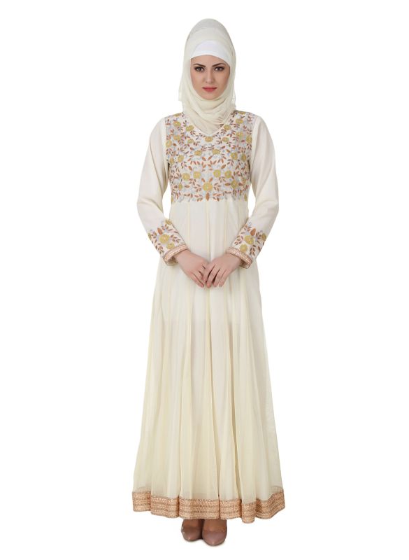 Zaeemah_Net_&_Crepe_Off_White_Abaya_FrontView_IslamicShop.in
