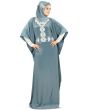 Liyana_Hand_Embroidered_Grey_Kaftan_Angle View_IslamicShop.in