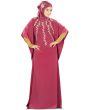 Rubaa_Hand_Embroidered_Rose_Pink_Kaftan_Angle View_IslamicShop.in