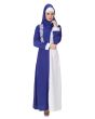 Asbah_Crepe_Royal_Blue_&_White_Abaya_AngleView_IslamicShop.in