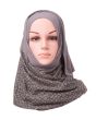 Jersey crystal centre border Hijab (Charcoal Grey)_Main View_IslamicShop.in