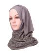 Jersey crystal centre border Hijab (Charcoal Grey)_Angle View_IslamicShop.in