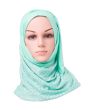 Jersey crystal centre border Hijab (Sea Green)_Main View_IslamicShop.in