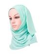 Jersey crystal centre border Hijab (Sea Green)_Angle View_IslamicShop.in