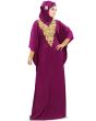 Nelam Gold Embroidered Wine Kaftan _Angle View_IslamicShop.in
