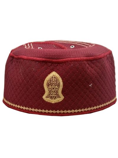Kufi Nalain Maroon Cap - 20.5 Cm