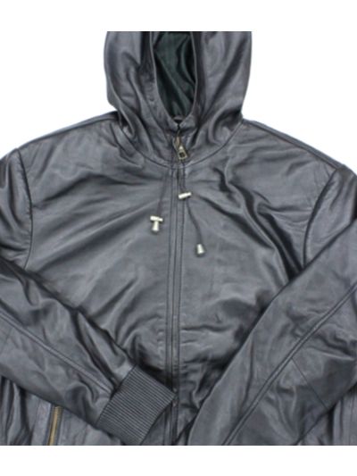 Hoodie leather jacket