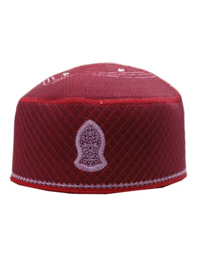 Kufi Nalain Maroon Cap - 20.5 Cm