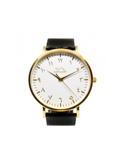 Men Gold & White Stainless Steel Arabic Watch 